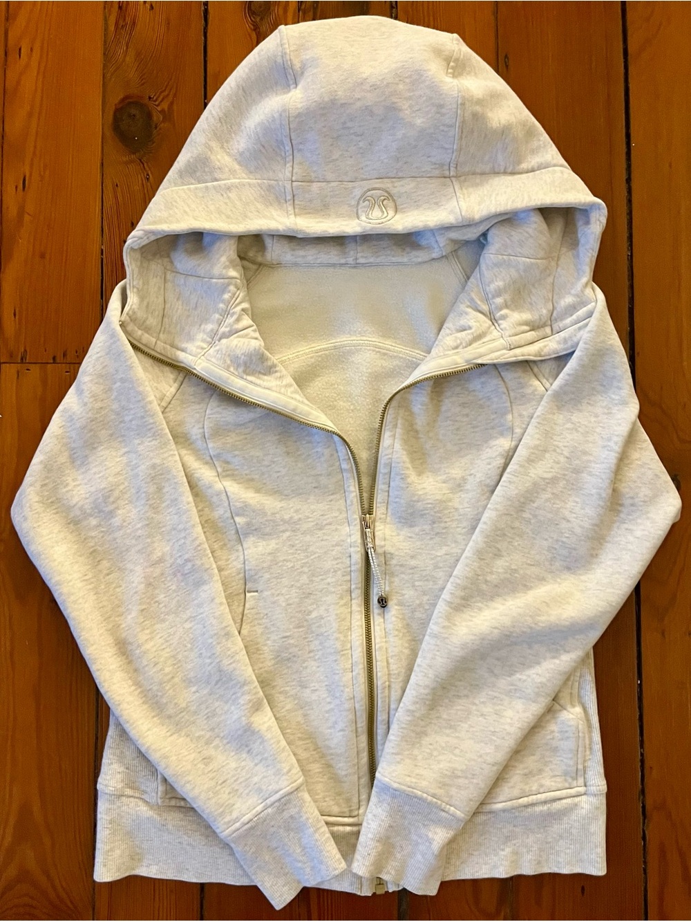 Lululemon Scuba Full Zip Hoodie Heathered Oatmeal Cream - Size 8